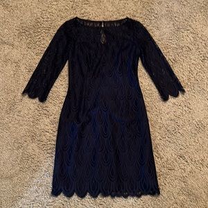 EUC Lilly Pulitzer Hera dress in Navy Feather lace, size 2